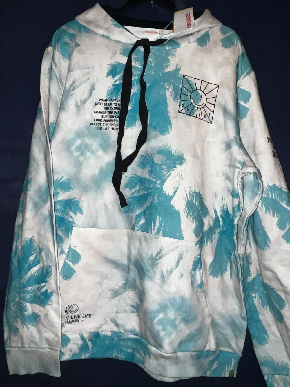 Havaianas Turquoise and Black Palm-Print Hoodie